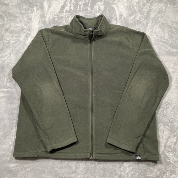 REI Coop Jacket Mens XXL Green Full Zip Fleece Outdoor Hiking Performance Active - Picture 1 of 7